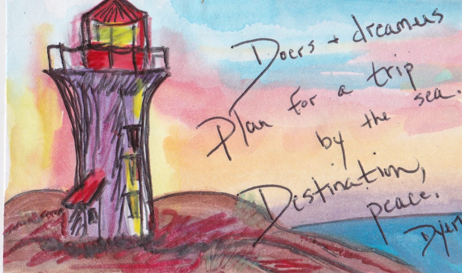 Index card lighthouse