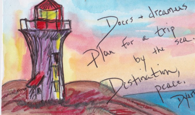 Index card lighthouse